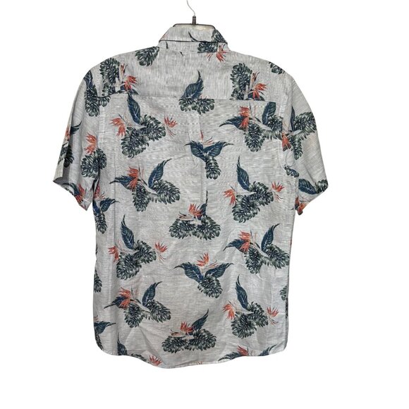 Chaps Men’s Medium Short Sleeve Linen Cotton Hawaiian Shirt With Tropical Print - Picture 2 of 9